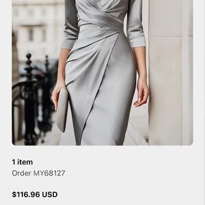 Satin Drape Front Midi Dress with Keyhole Neckline